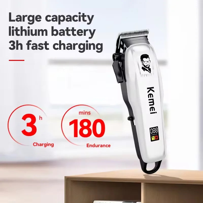 Cortadora de pelo profesional ajustable Kemei KM-PG809A KM-PG232 con pantalla LCD y carga USB, afeitadora y recortadora para hombres KM-3382
