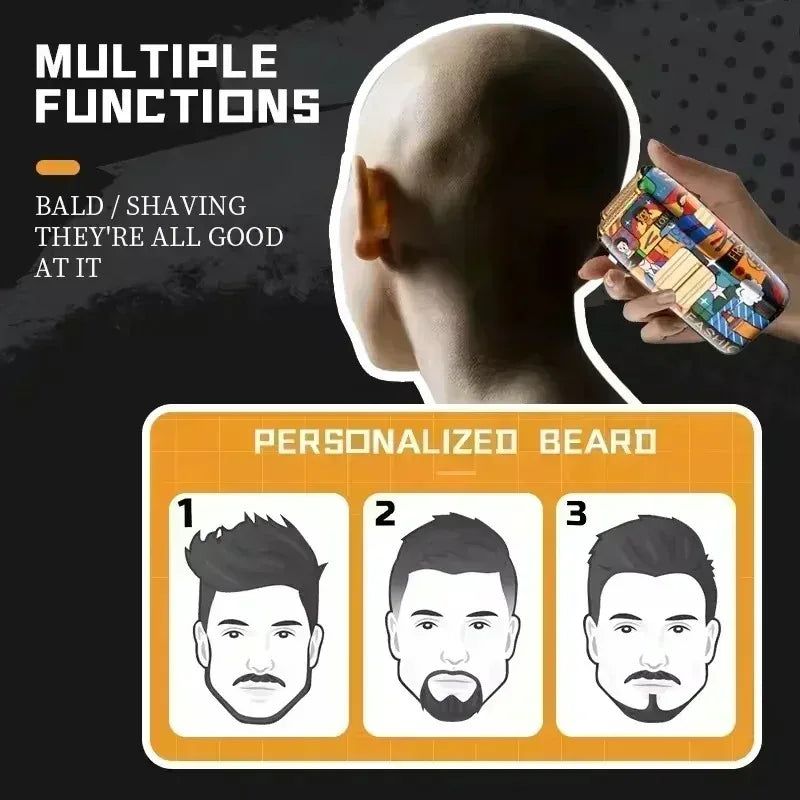 Cortapelos Kemei recargable con estampado de grafiti, recortadora de barba para hombre, afeitadora KM-MAX2092, KM-MAX5090 y KM-1102H.